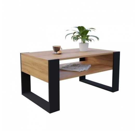 Table Basse pour salon ou bureau, Table de Salon, Chêne Craft, 60,5 x 53,6 x 45 cm