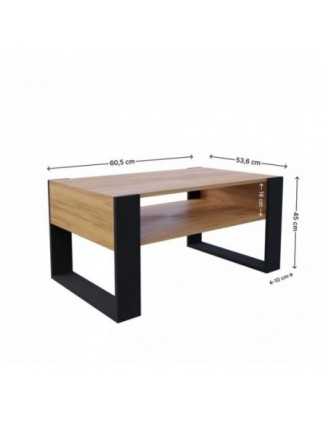 Table Basse pour salon ou bureau, Table de Salon, Chêne Craft, 60,5 x 53,6 x 45 cm