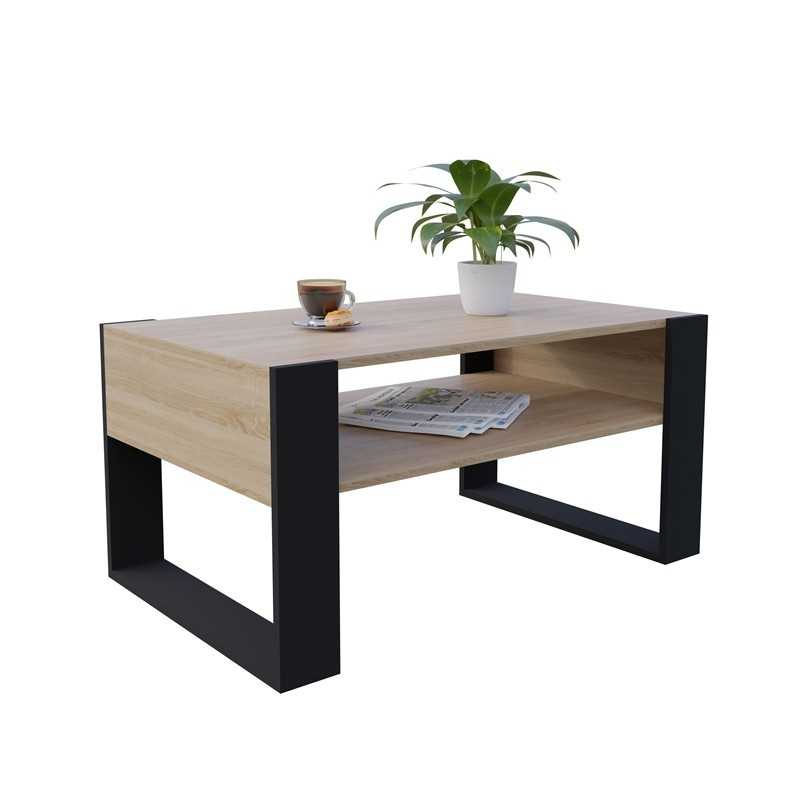 Table Basse pour salon ou bureau, Table de Salon, Chêne Sonoma, 60,5 x 53,6 x 45 cm