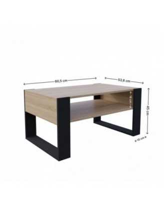 Table Basse pour salon ou bureau, Table de Salon, Chêne Sonoma, 60,5 x 53,6 x 45 cm