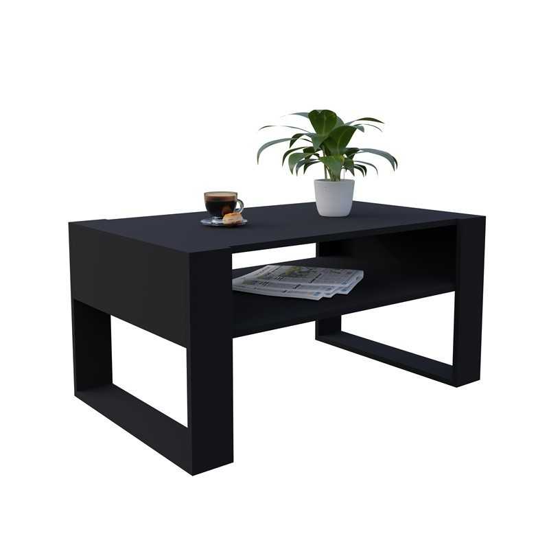 Table Basse pour salon ou bureau, Table de Salon, Noir, 60,5 x 53,6 x 45 cm