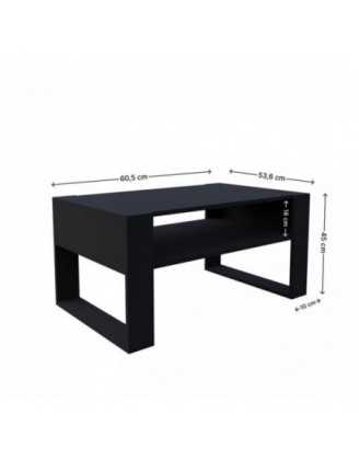 Table Basse pour salon ou bureau, Table de Salon, Noir, 60,5 x 53,6 x 45 cm