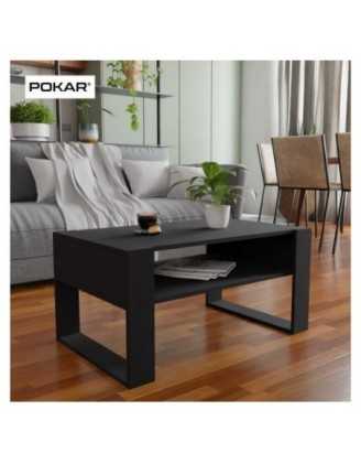 Table Basse pour salon ou bureau, Table de Salon, Noir, 60,5 x 53,6 x 45 cm