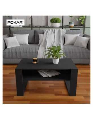 Table Basse pour salon ou bureau, Table de Salon, Noir, 60,5 x 53,6 x 45 cm