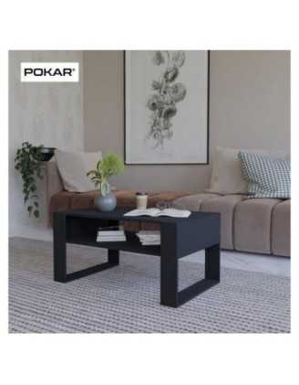 Table Basse pour salon ou bureau, Table de Salon, Noir, 60,5 x 53,6 x 45 cm