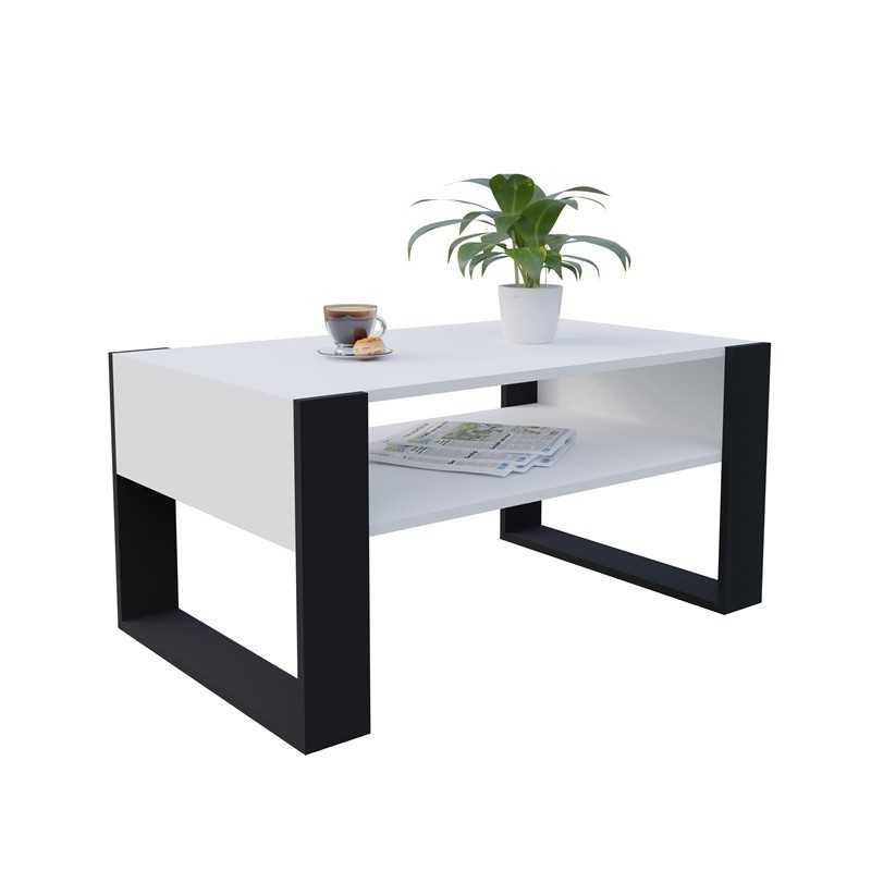 Table Basse pour salon ou bureau, Table de Salon, Blanc, 92 x 53,6 x 45 cm