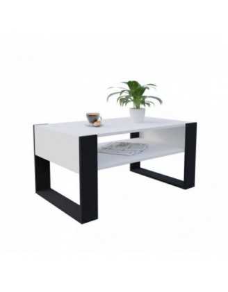 Table Basse pour salon ou bureau, Table de Salon, Blanc, 60,5 x 53,6 x 45 cm