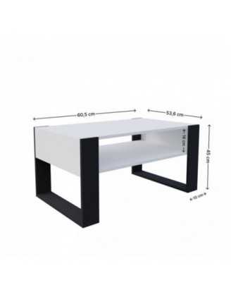 Table Basse pour salon ou bureau, Table de Salon, Blanc, 60,5 x 53,6 x 45 cm