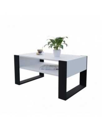 Table Basse pour salon ou bureau, Table de Salon, Blanc, 60,5 x 53,6 x 45 cm