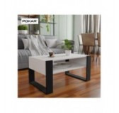 Table Basse pour salon ou bureau, Table de Salon, Blanc, 60,5 x 53,6 x 45 cm