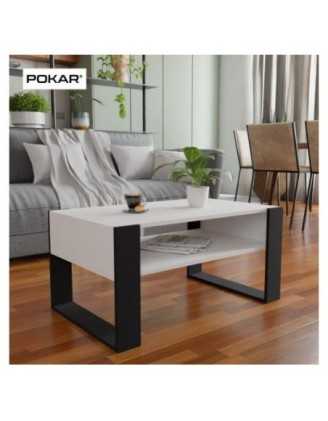Table Basse pour salon ou bureau, Table de Salon, Blanc, 60,5 x 53,6 x 45 cm