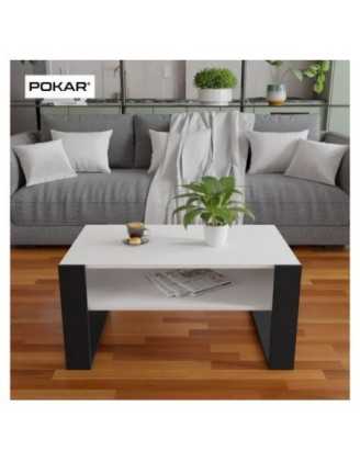 Table Basse pour salon ou bureau, Table de Salon, Blanc, 60,5 x 53,6 x 45 cm