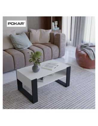 Table Basse pour salon ou bureau, Table de Salon, Blanc, 60,5 x 53,6 x 45 cm