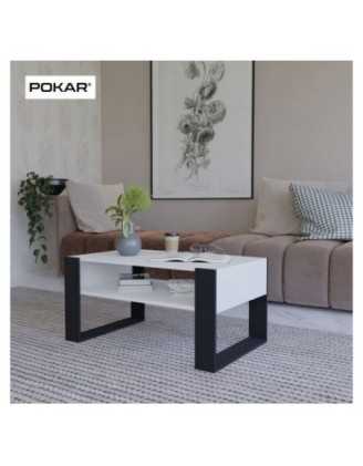 Table Basse pour salon ou bureau, Table de Salon, Blanc, 60,5 x 53,6 x 45 cm