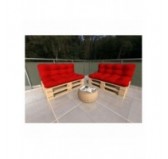 Set de 2 coussins pour palette imperméables, matelassés, 120x80 + 120x40, Rouge