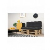 Set de 2 Coussins Matelassés pour Palettes, Assise 120x60 cm + Dossier 120x60 cm, Anthracite