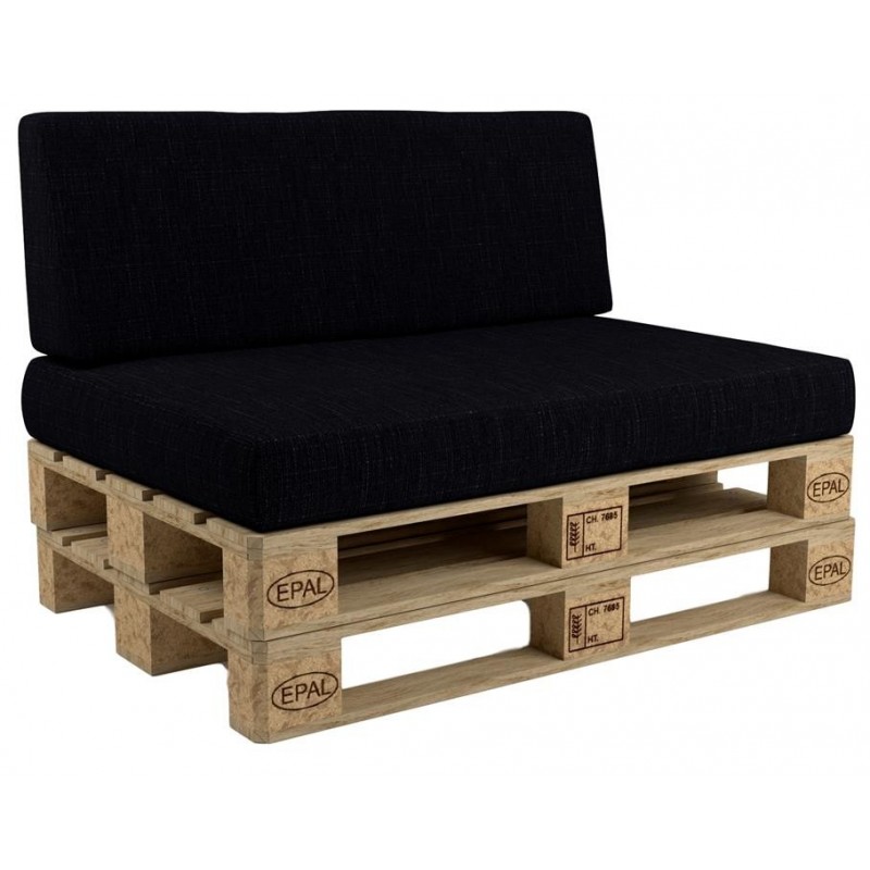 Set de 2 Coussins pour Palettes 120x80 + 120x40 Noir