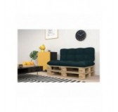 Set de 2 Coussins Matelassés pour Palettes, Assise 120x60 cm + Dossier 120x60 cm, Vert Foncé