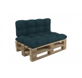 Set de 2 Coussins Matelassés pour Palettes, Assise 120x60 cm + Dossier 120x60 cm, Vert Foncé