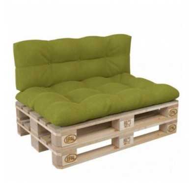 Set de 2 Coussins pour Palette 120x80 + 120x40, Matelassé, Vert Lime