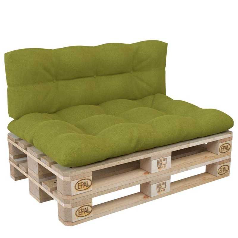 Set de 2 Coussins pour Palette 120x80 + 120x40, Matelassé, Vert Lime