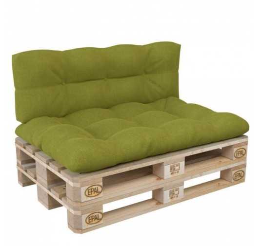 Set de 2 Coussins pour Palette 120x80 + 120x40, Matelassé, Vert Lime