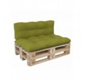 Set de 2 Coussins pour Palette 120x80 + 120x40, Matelassé, Vert Lime