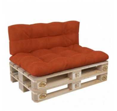 Set de 2 Coussins pour Palette 120x80 + 120x40, Matelassé, Orange