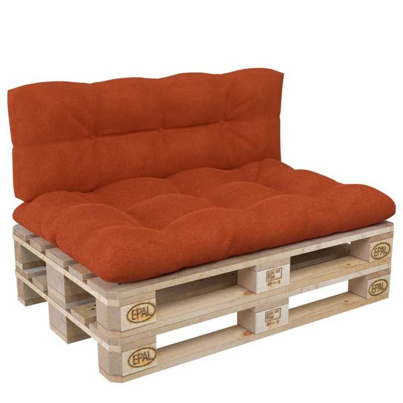 Set de 2 Coussins pour Palette 120x80 + 120x40, Matelassé, Orange