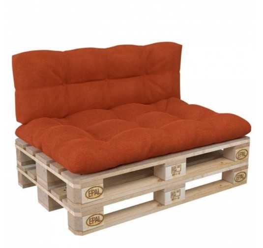 Set de 2 Coussins pour Palette 120x80 + 120x40, Matelassé, Orange