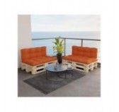 Set de 2 Coussins pour Palette 120x80 + 120x40, Matelassé, Orange