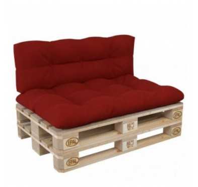 Set de 2 Coussins pour Palette 120x80 + 120x40, Matelassé, Rouge