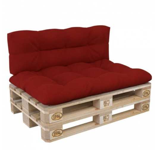 Set de 2 Coussins pour Palette 120x80 + 120x40, Matelassé, Rouge