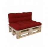 Set de 2 Coussins pour Palette 120x80 + 120x40, Matelassé, Rouge