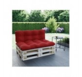 Set de 2 Coussins pour Palette 120x80 + 120x40, Matelassé, Rouge