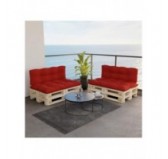 Set de 2 Coussins pour Palette 120x80 + 120x40, Matelassé, Rouge