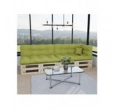 Set de 6 Coussins pour Palette, 2x 120x80 + 2x 120x40 + 60x40 + 40x40, Matelassé, Vert Lime