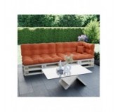 Set de 6 Coussins pour Palette, 2x 120x80 + 2x 120x40 + 60x40 + 40x40, Matelassé, Orange