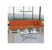 Set de 6 Coussins pour Palette, 2x 120x80 + 2x 120x40 + 60x40 + 40x40, Matelassé, Orange