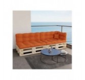 Set de 6 Coussins pour Palette, 2x 120x80 + 2x 120x40 + 60x40 + 40x40, Matelassé, Orange