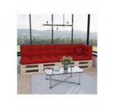 Set de 6 Coussins pour Palette, 2x 120x80 + 2x 120x40 + 60x40 + 40x40, Matelassé, Rouge