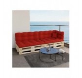 Set de 6 Coussins pour Palette, 2x 120x80 + 2x 120x40 + 60x40 + 40x40, Matelassé, Rouge