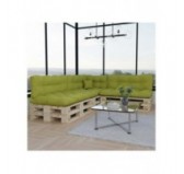 Set de 8 Coussins pour Palette, 3x 120x80 + 3x 120x40 + 60x40 + 40x40, Matelassé, Vert Lime