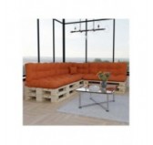 Set de 8 Coussins pour Palette, 3x 120x80 + 3x 120x40 + 60x40 + 40x40, Matelassé, Orange