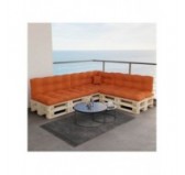 Set de 8 Coussins pour Palette, 3x 120x80 + 3x 120x40 + 60x40 + 40x40, Matelassé, Orange