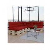 Set de 8 Coussins pour Palette, 3x 120x80 + 3x 120x40 + 60x40 + 40x40, Matelassé, Rouge