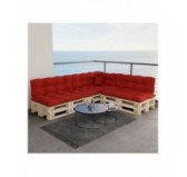 Set de 8 Coussins pour Palette, 3x 120x80 + 3x 120x40 + 60x40 + 40x40, Matelassé, Rouge