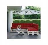 Set de 8 Coussins pour Palette, 3x 120x80 + 3x 120x40 + 60x40 + 40x40, Matelassé, Rouge