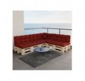 Set de 8 Coussins pour Palette, 3x 120x80 + 3x 120x40 + 60x40 + 40x40, Matelassé, Bordeaux