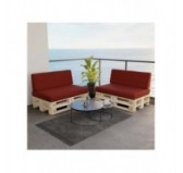 Set de 2 Coussins pour Palette 120x80 + 120x40, Bordeaux